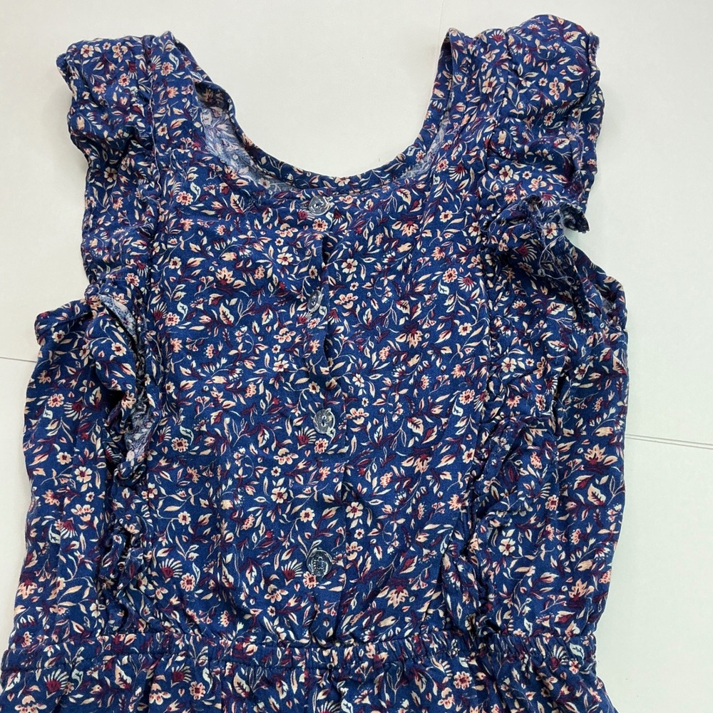 btween Blue Floral Jumpsuit Girls Size 10 Ruffle Shoulder Wide Leg 3E176TJ - Picture 15 of 16